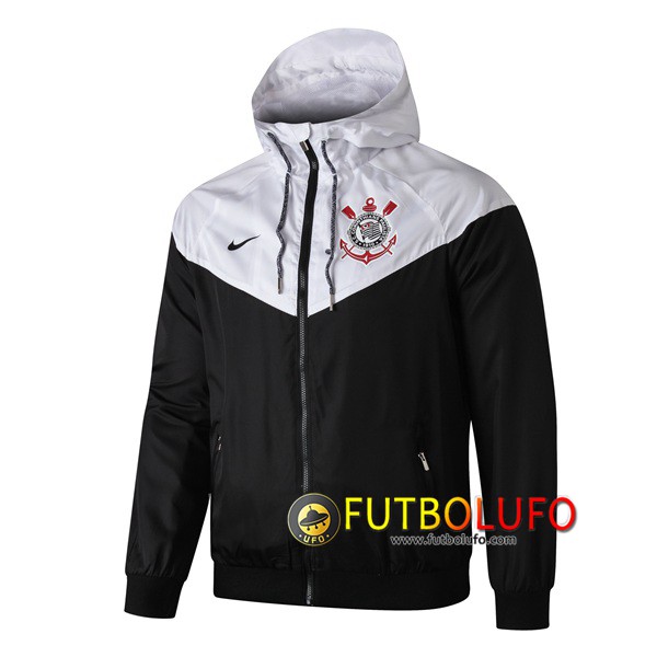 Chaqueta Futbol Rompevientos Corinthians Blanco Negro 2019 2020
