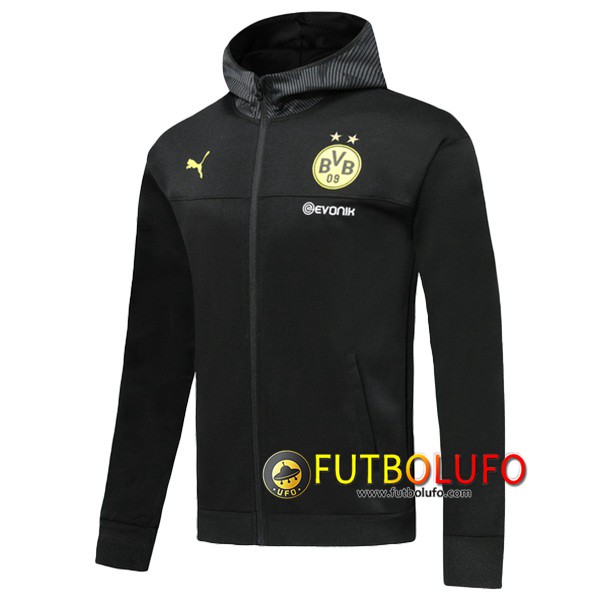 Chaqueta Futbol Con Capucha Dortmund BVB Negro 2019 2020