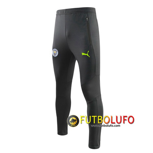 Pantalones Entrenamiento Manchester City Negro Verde Fluorescente LOGO 2019 2020