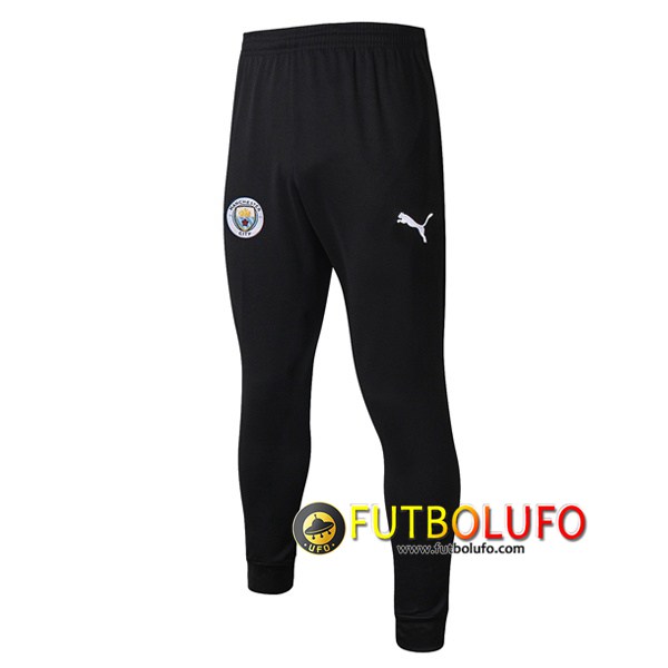 Pantalones Entrenamiento Manchester City Negro Blanco LOGO 2019 2020