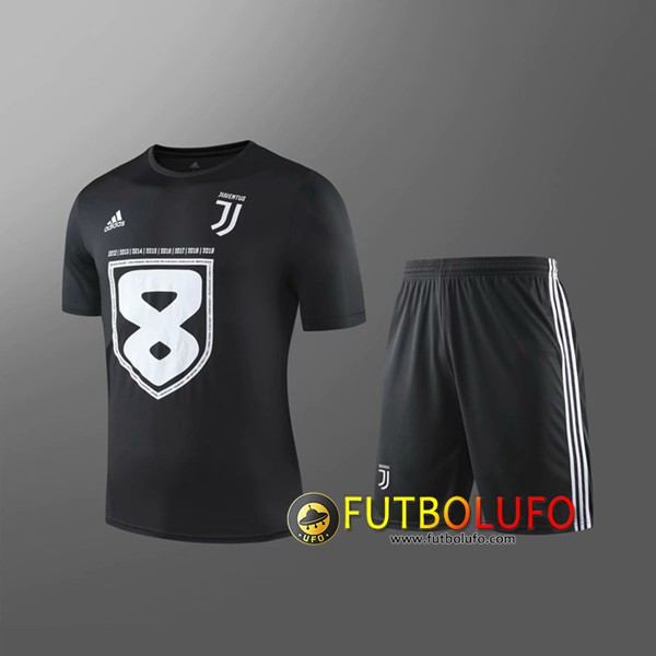 Camiseta Entrenamiento Juventus +Pantalones Cortos Ninos Negro 2019/2020