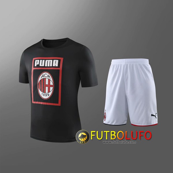 Camiseta Entrenamiento Milan AC +Pantalones Cortos Ninos Negro 2019/2020