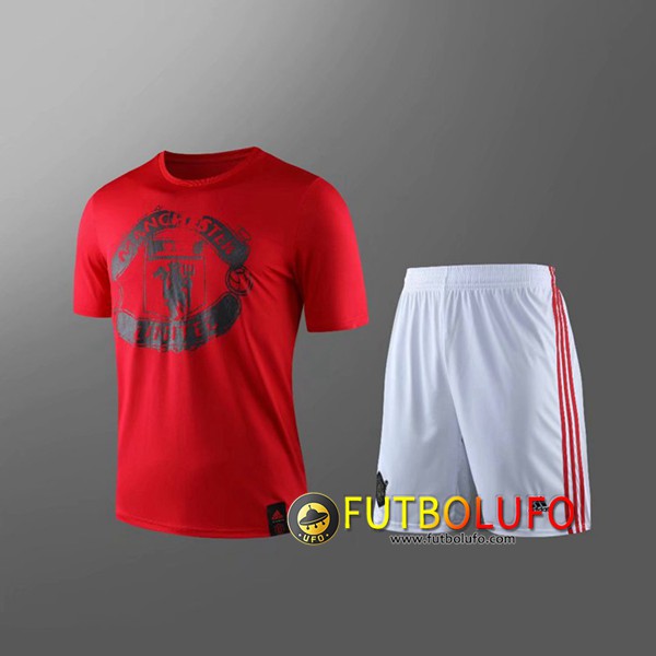 Camiseta Entrenamiento Manchester United +Pantalones Cortos Ninos Roja 2019/2020