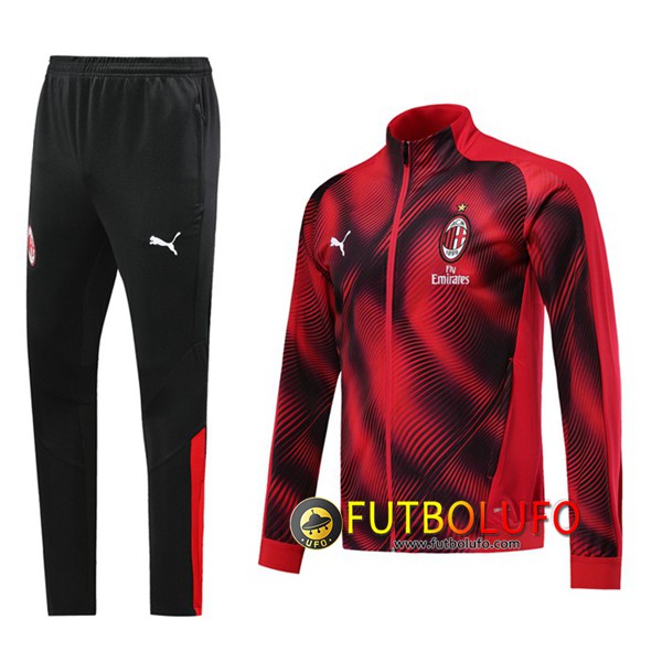 Chandal del Milan AC Roja Negro 2019 2020 Chaqueta + Pantalones