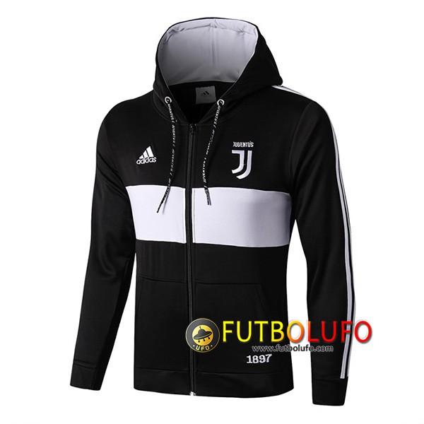 Chaqueta Futbol con capucha Juventus Negro Blanco 2019/2020