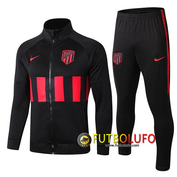 Chandal del Atletico Madrid Negro Roja 2019 2020 Chaqueta + Pantalones