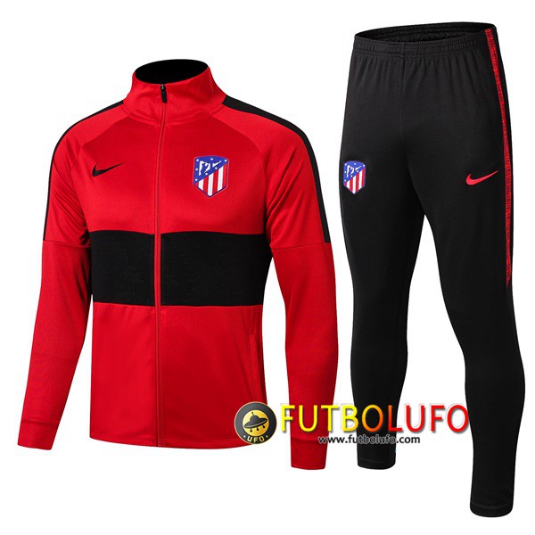 Chandal del Atletico Madrid Roja Negro 2019 2020 Chaqueta + Pantalones