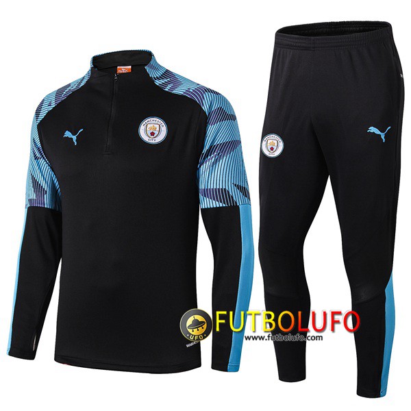 Chandal del Manchester City Azul Negro 2019 2020 Sudadera + Pantalones