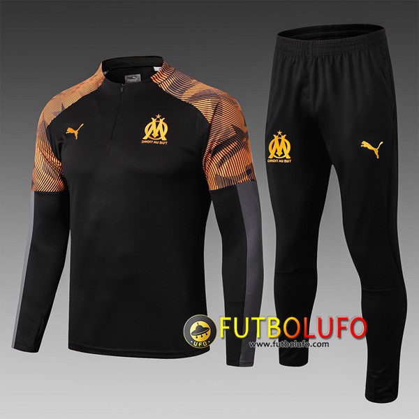 Chandal del Marsella OM Ninos Negro/Amarillo 2019/2020 Chaqueta + Pantalones