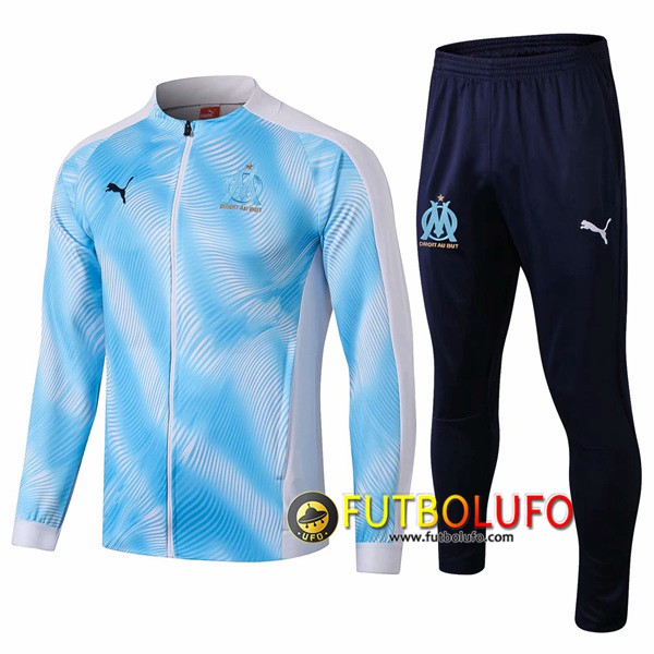 Chandal del Marsella OM Azul/Blanco 2019 2020 Chaqueta + Pantalones