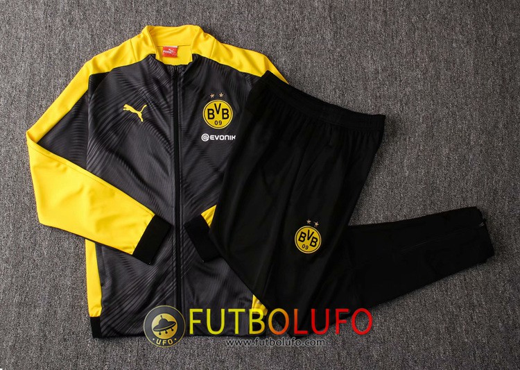 Nueva Chandal del Dortmund BVB Gris\/Amarillo 2019 2020 Chaqueta + Pantalones