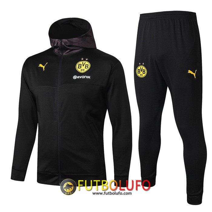 Nueva Chandal del Dortmund BVB Negro 2019 2020 Chaqueta con capucha + Pantalones