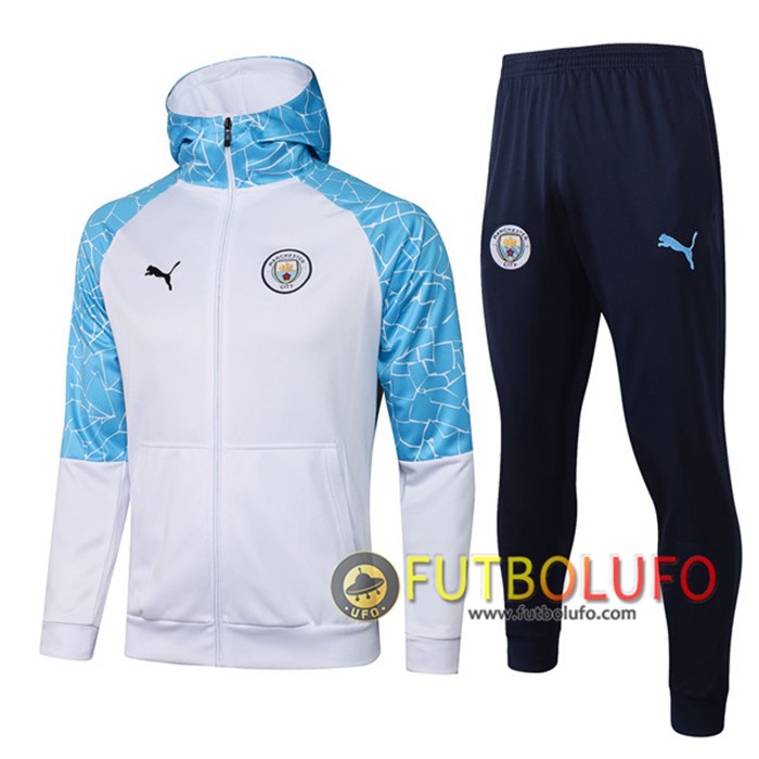 Chaqueta Con Capucha Chandal Manchester City Blanca/Azul 2020/2021
