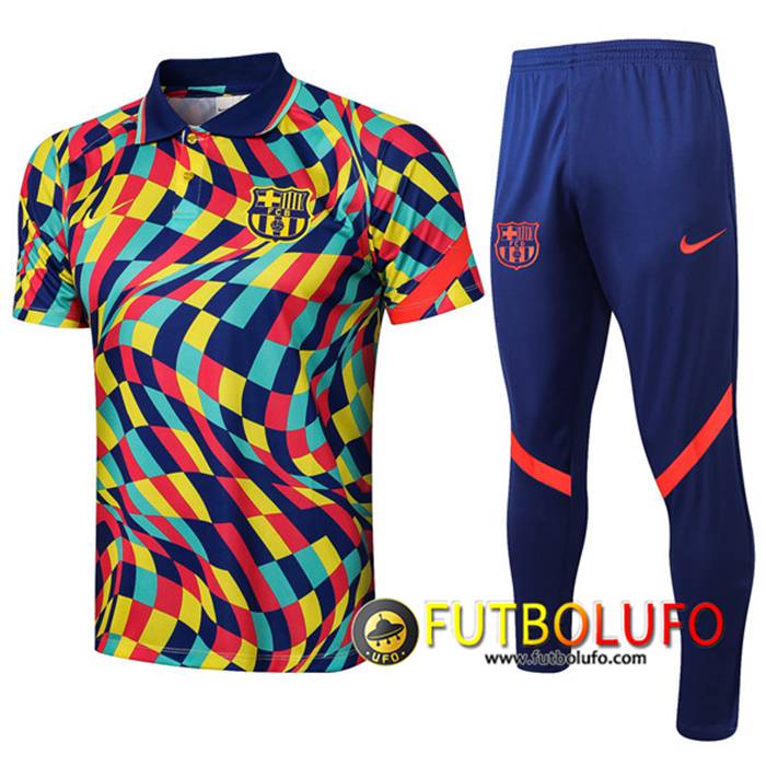 Camiseta Polo FC Barcelona + Pantalones Amarillo/Azul 2021/2022