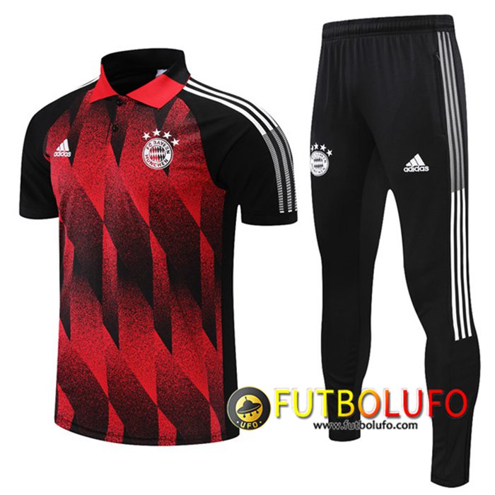 Camiseta Polo Bayern Munich + Pantalones Rojo/Negro 2021/2022