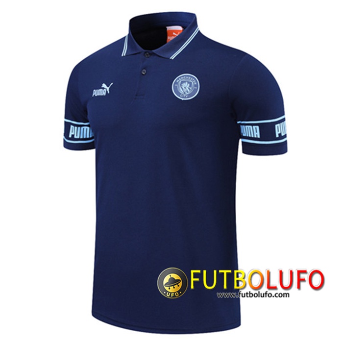 Camiseta Polo Futbol Manchester City Azul 2021/2022