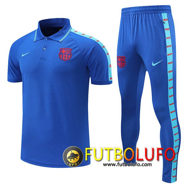 Camiseta Polo FC Barcelona + Pantalones Azul 2021/2022 -01