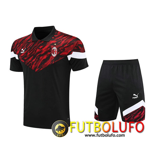 Camiseta Polo AC Milan + Cortos Rojo/Negro 2021/2022