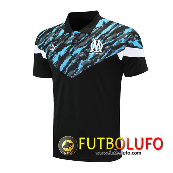 Camiseta Polo Futbol Marsella Negro/Azul 2021/2022