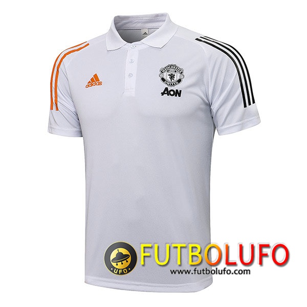 Camiseta Polo Futbol Manchester United Blanca 2021/2022