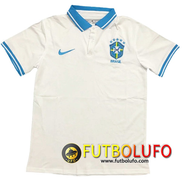 Camiseta Polo Futbol Brasil Blanca 2021/2022