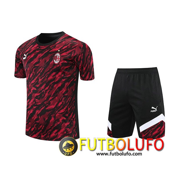 Camiseta Entrenamiento AC Milan + Cortos Rojo/Negro 2021/2022