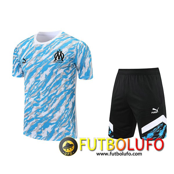 Camiseta Entrenamiento Marsella + Cortos Blanca/Azul 2021/2022