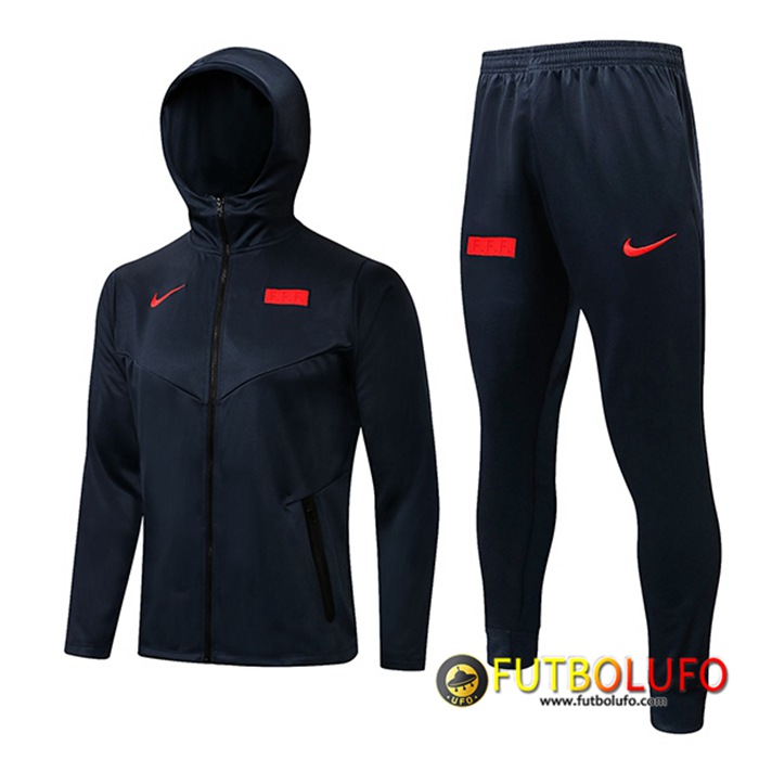 Chaqueta Con Capucha Chandal Francia Rojo/Negro 2021/2022