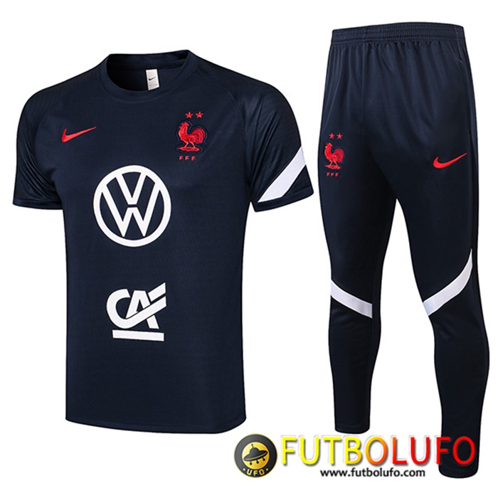 Camiseta Polo Francia + Pantalones Negro 2021/2022