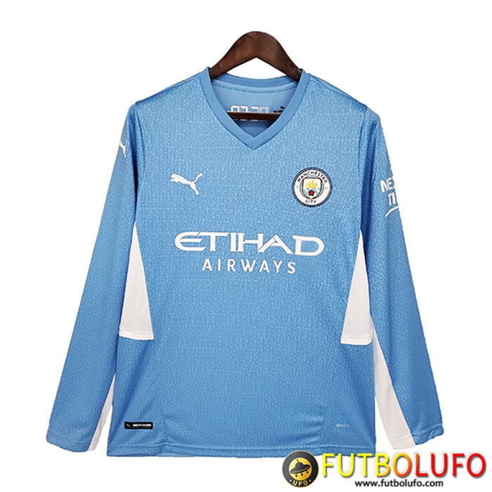 Camiseta Futbol Manchester City Titular Manga Larga 2021/2022