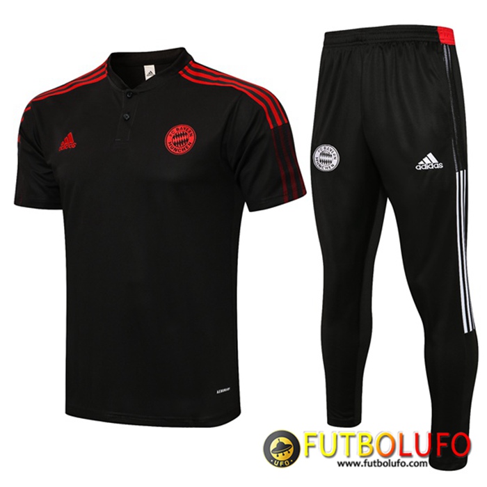 Camiseta Polo Bayern Munich + Pantalones Negro/Rojo 2021/2022