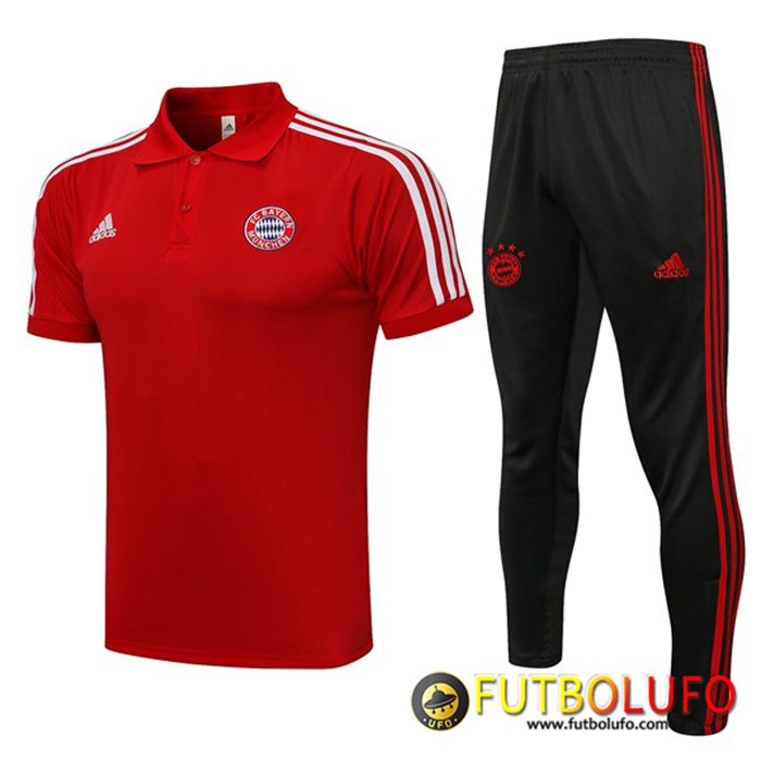 Camiseta Polo Bayern Munich + Pantalones Blanca/Rojo 2021/2022