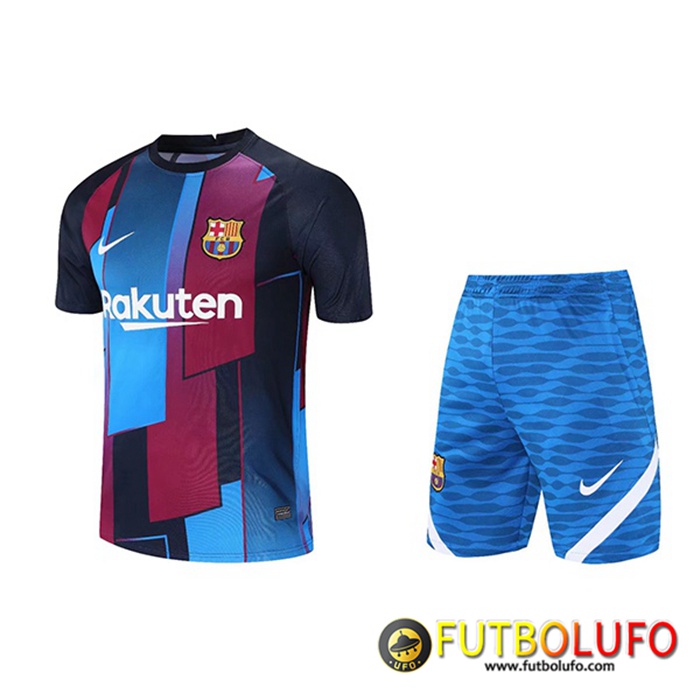 Camiseta Entrenamiento FC Barcelona + Cortos Rojo/Azul 2021/2022