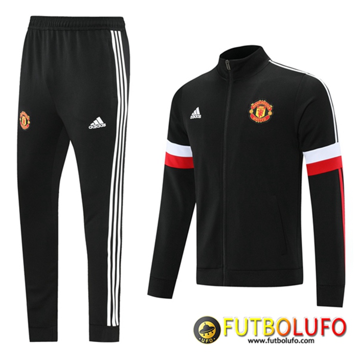Chandal Equipos De Futbol - Chaqueta Manchester United Negro/Blanca 2021/2022