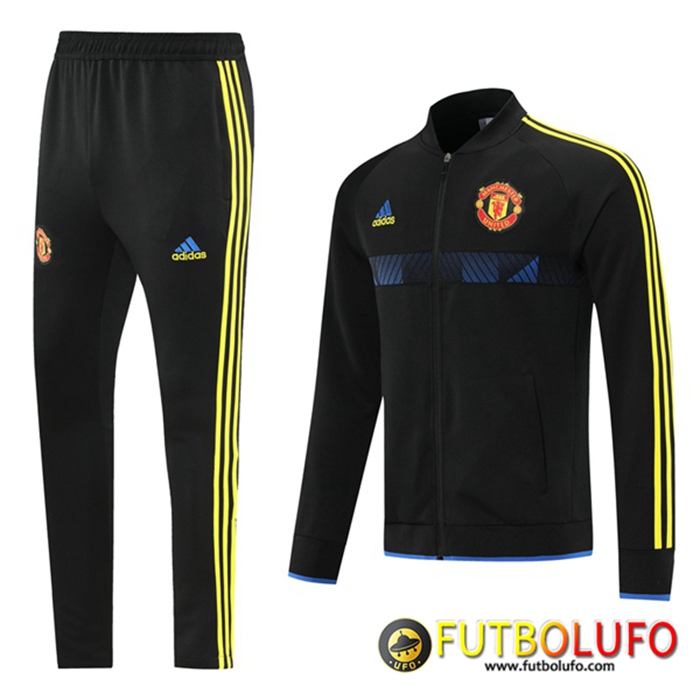 Chandal Equipos De Futbol - Chaqueta Manchester United Negro/Amarillo 2021/2022