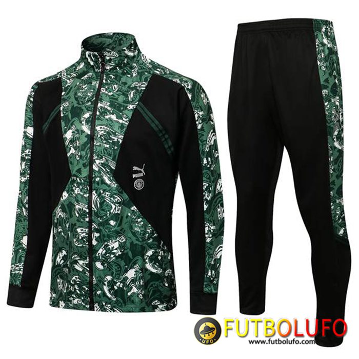 Chandal Equipos De Futbol - Chaqueta Manchester City Verde/Negro 2021/2022