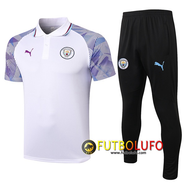 Polo Futbol Manchester City + Pantalones Blanco/Violet 2020/2021