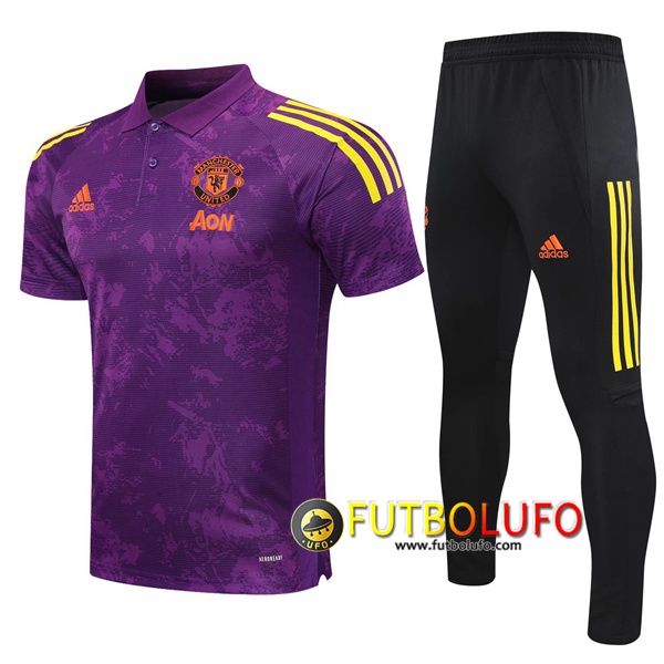Polo Futbol Manchester United + Pantalones Violet/Amarillo 2020/2021