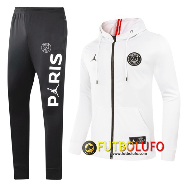 Chandal del Jordan PSG Blanco 2020 2021 Chaqueta con capucha + Pantalones