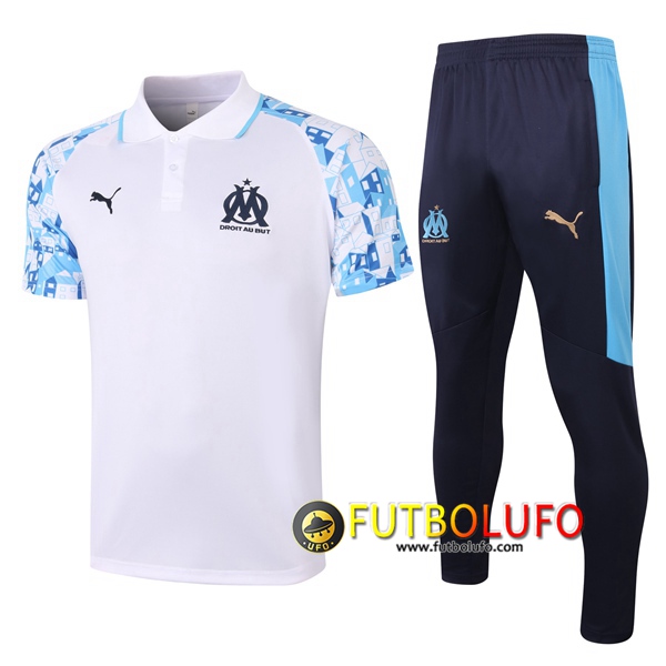 Polo Futbol Marsella OM + Pantalones Blanco 2020/2021