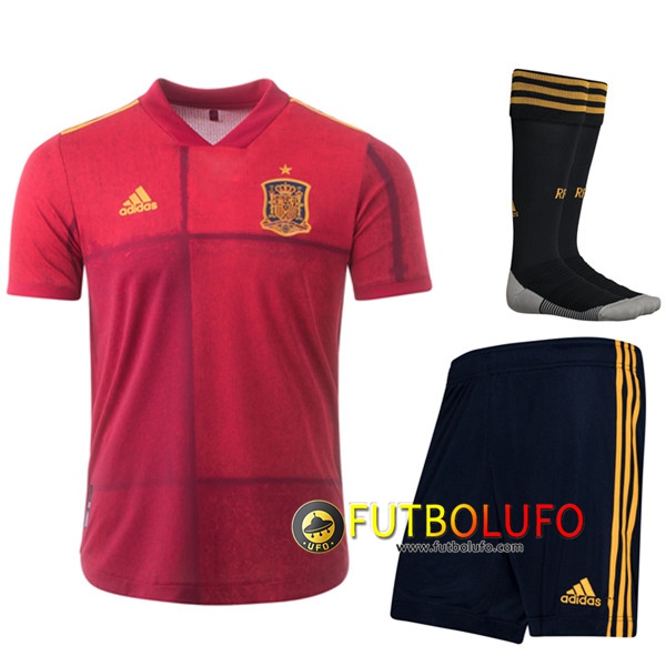 Traje Camisetas Futbol España Primera (Cortos+Calcetines) UEFA Euro 2020