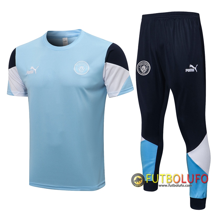 Camiseta Entrenamiento Manchester City + Pantalones Azul/Negro/Blanca 2021/2022