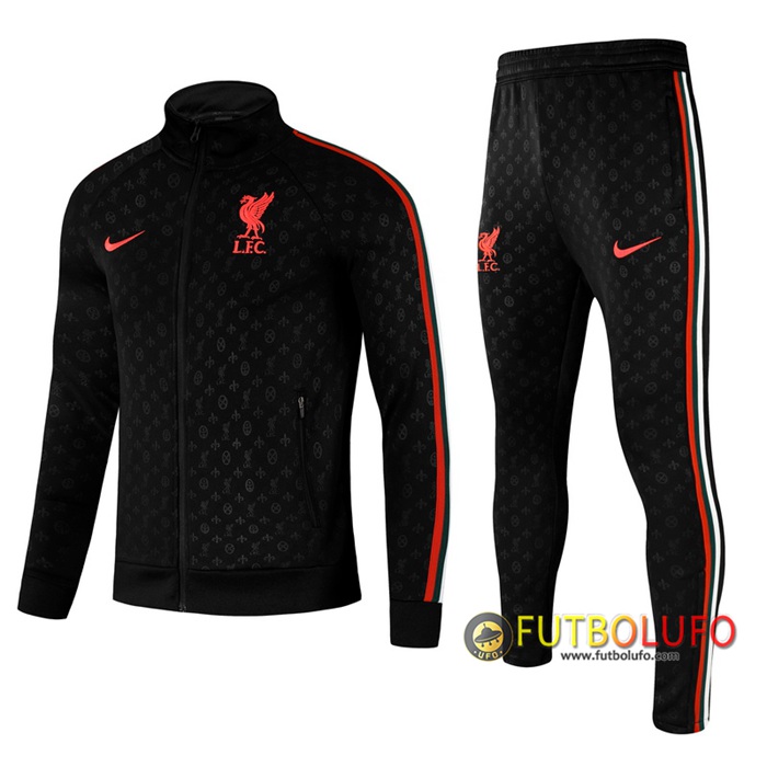 Chandal Equipos De Futbol - Chaqueta FC Liverpool Ninos Negro/Blanca 2021/2022
