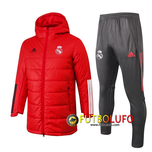 Chaqueta De Plumas Real Madrid Roja + Pantalones 2020 2021
