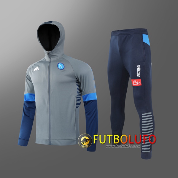 Chandal del SSC Napoles Gris 2020 2021 Chaqueta con capucha + Pantalones