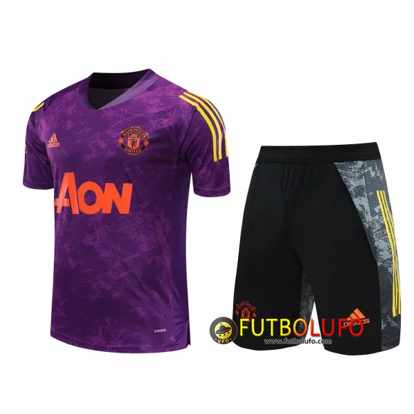 Camiseta Entrenamiento Manchester United + Shorts Purpura 2020/2021