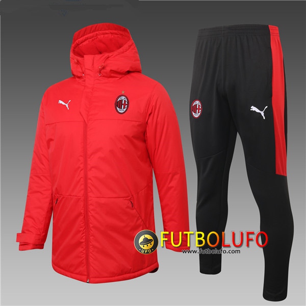 Chaqueta De Plumas Milan AC Roja + Pantalones 2020 2021