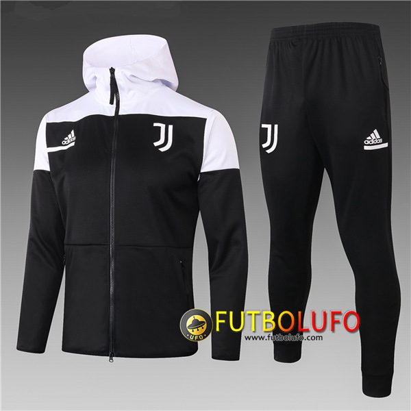 Chandal del Juventus Ninos Negro/Blanco 2020/2021 Chaqueta Con Capucha + Pantalones