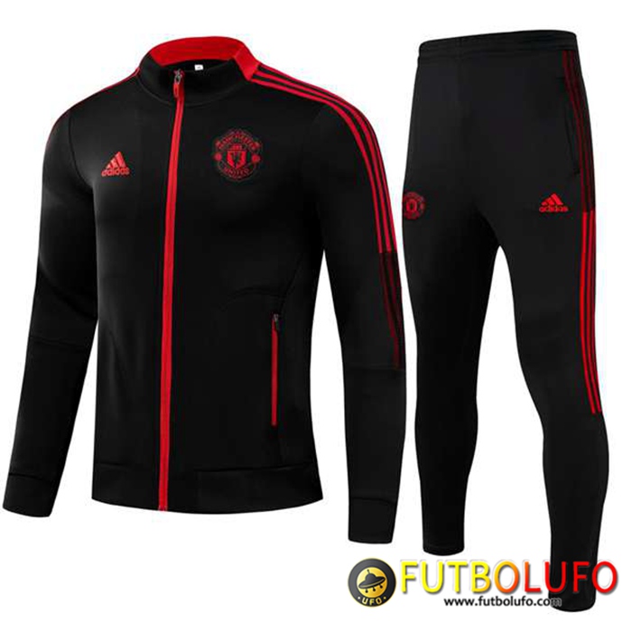 Chandal Equipos De Futbol - Chaqueta Manchester United Ninos Negro/Rood 2021/2022