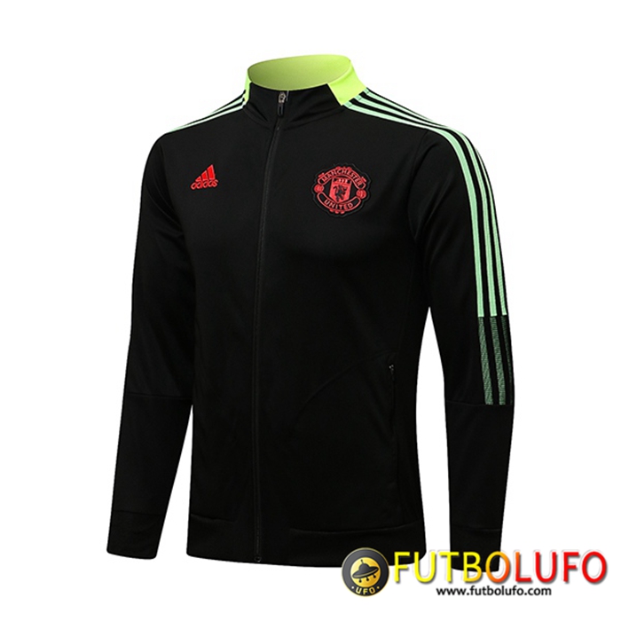 Chaquetas Futbol Manchester United Negro/Amarillo/Verde 2021/2022